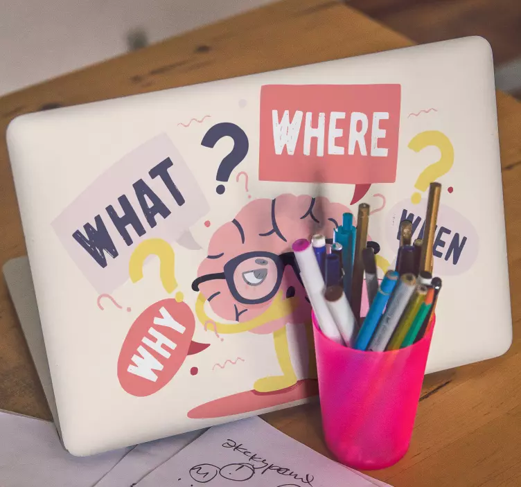 Mozak s naočalama koža laptopa - TenStickers