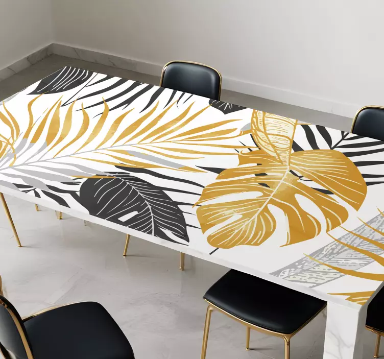 Naljepnice Blagovaonica tamno sivo i zlatno lišće - TenStickers