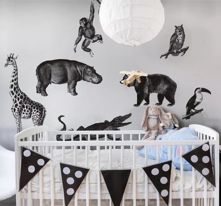 Crno-bijela naljepnica divljih životinja - TenStickers