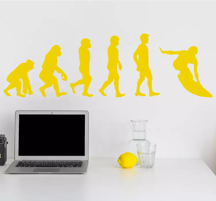 Naljepnica surfanje jednobojna evolucijska figura - TenStickers