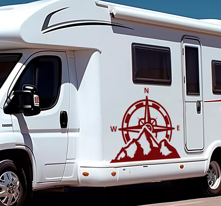 Naljepnice Karavani kompas i planineKompas i planine - TenStickers