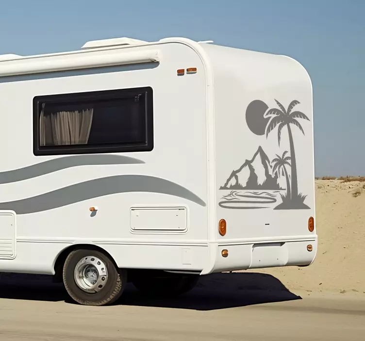 Naljepnice Karavani palm drvo i planine - TenStickers