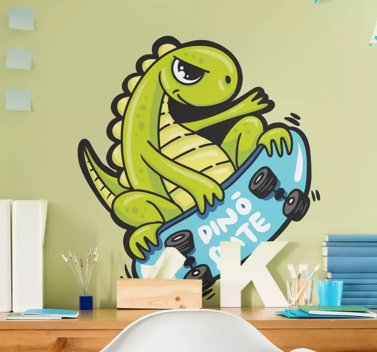 Naljepnica lik dinosaura na skateboardu - TenStickers