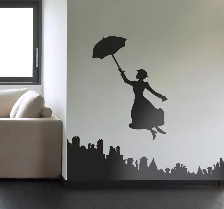 Naljepnica mary poppins silueta - TenStickers