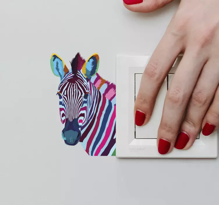 Naljepnica zebra pop art prekidač za svjetlo - TenStickers