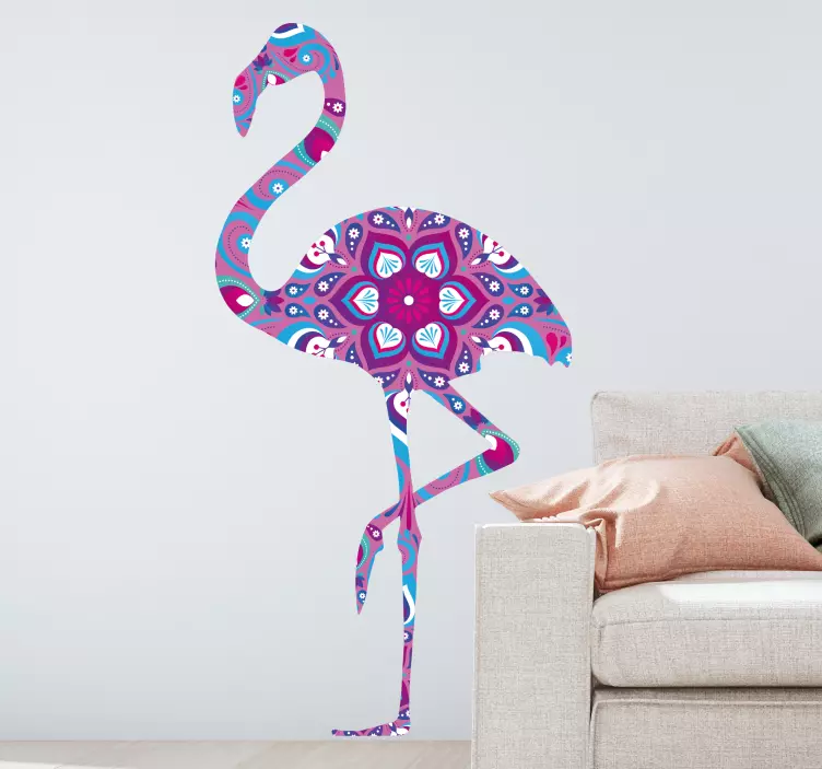 Naljepnica na zidu mandala flamingo - TenStickers