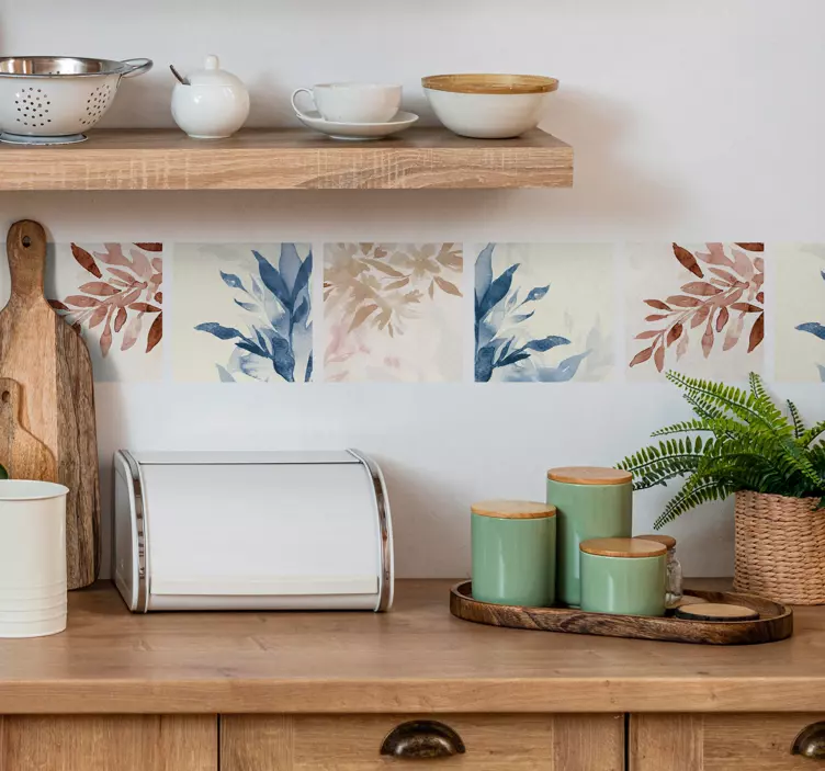 Naljepnica za pločice cvjetni uzorak akvarela - TenStickers