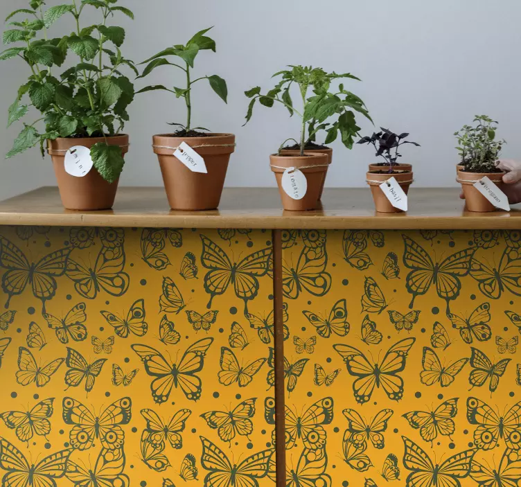 Naljepnica prirode pozadina biljke leptira - TenStickers