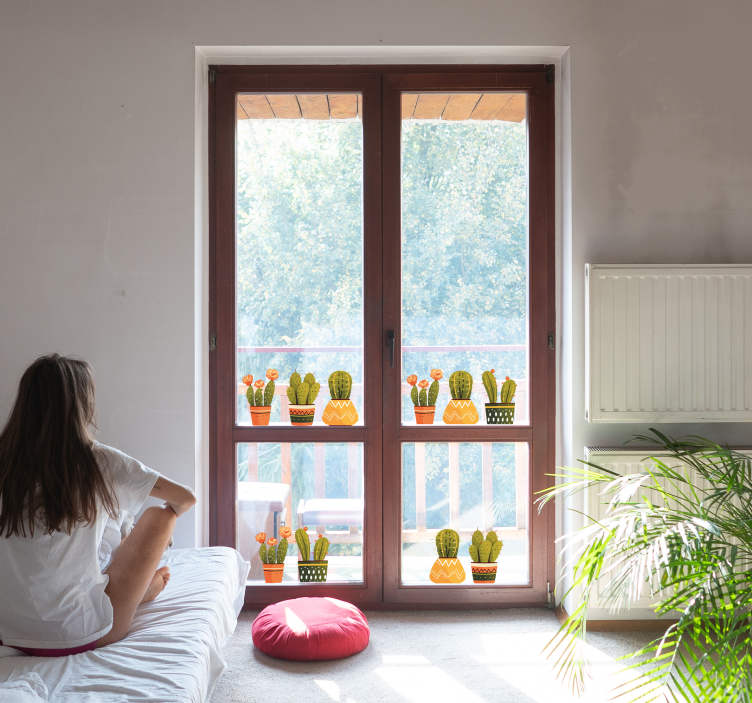 Naljepnice za prozorska stakla oblici kaktusa - TenStickers