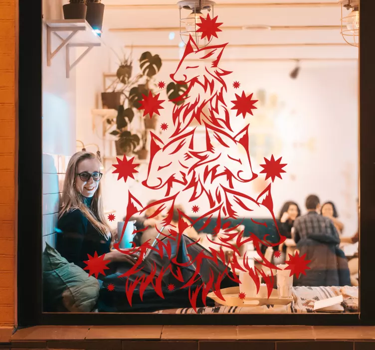 Naljepnica s božićnim dizajnom lisica - TenStickers