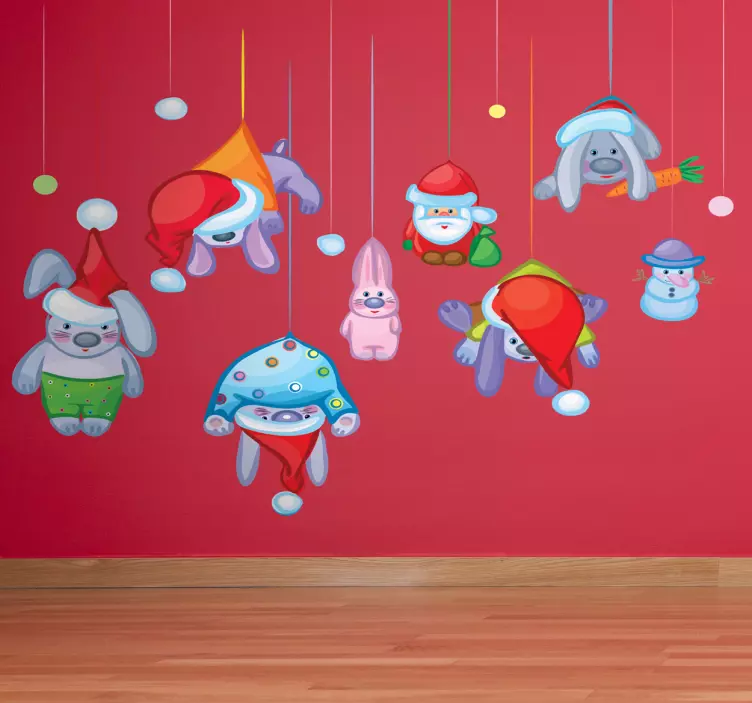 Naljepnica s božićnim visećim likovima - TenStickers