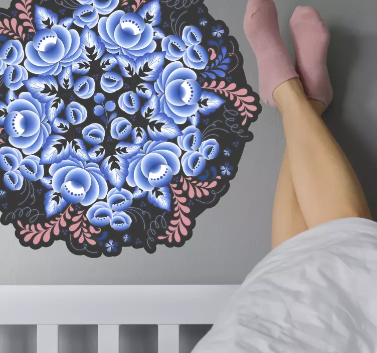 Naljepnica s cvijećem botanički motiv mandale - TenStickers