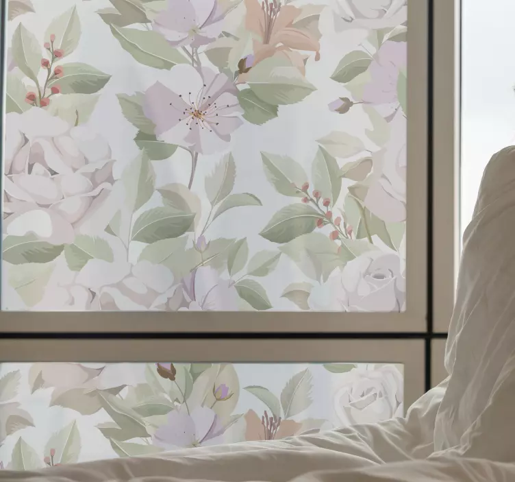 Naljepnica za prozore nježan cvjetni aranžman - TenStickers