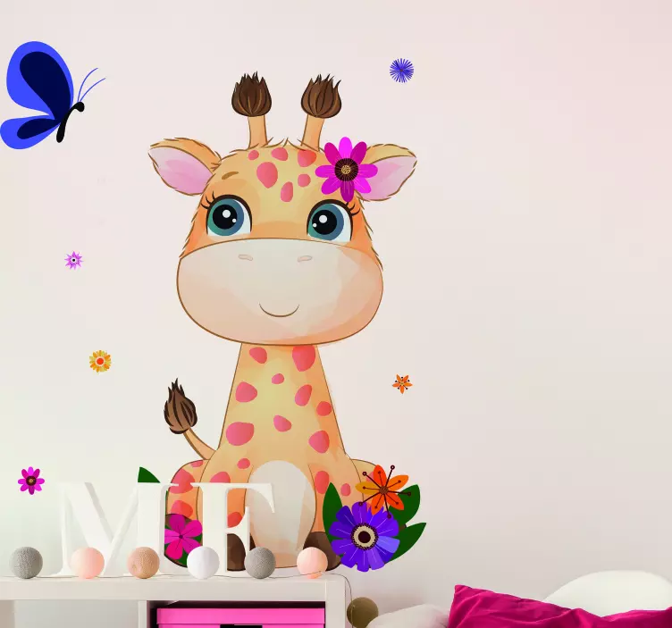 Divlja afrika za djecu žirafa djevojka naljepnica za životinje - TenStickers