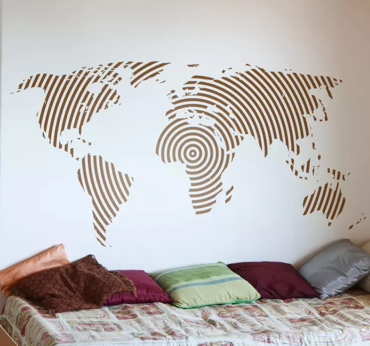 Naljepnica s kružnim linijama na karti svijeta - TenStickers