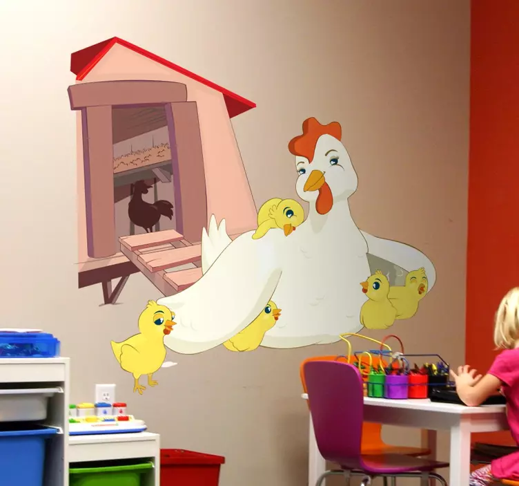 Naljepnica s maminom kokošom i pilićima - TenStickers