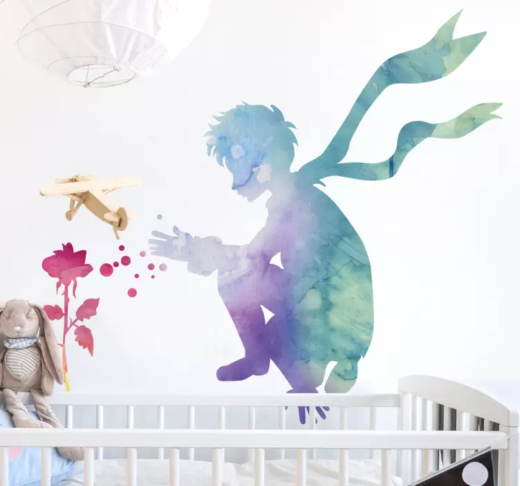 Naljepnica šarenog malog princa i ruža - TenStickers