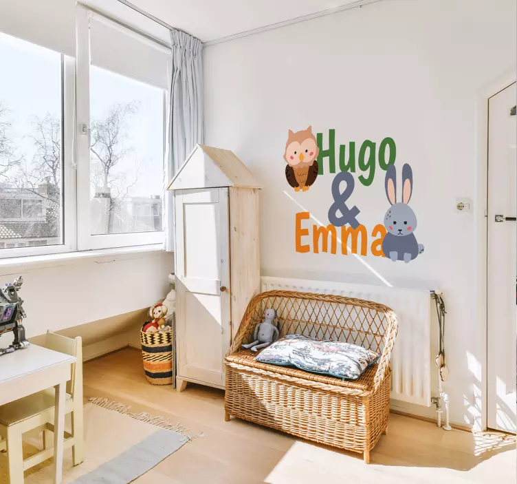 Naljepnice divljeg života braće i sestara sova i zečeva - TenStickers