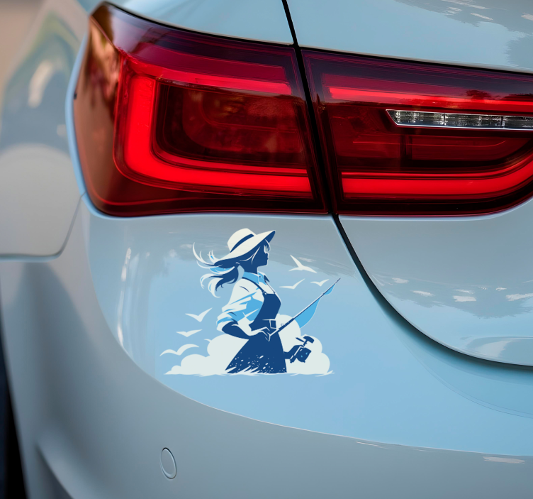 Naljepnica sporta djevojka pecanje - TenStickers