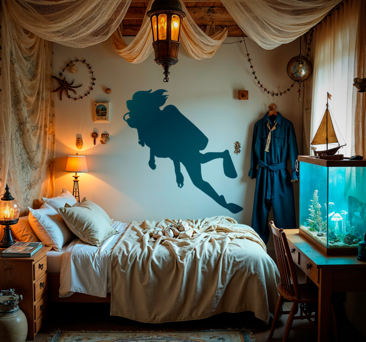 Naljepnica sporta žena ronilac - TenStickers