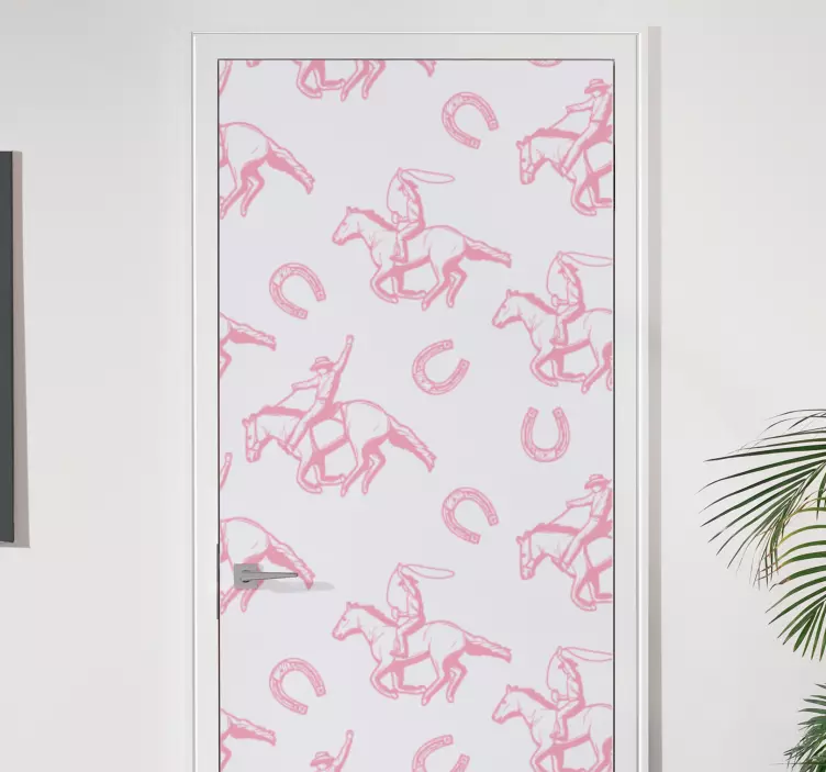 Naljepnica na vratima ružičasti kaubojski konj - TenStickers