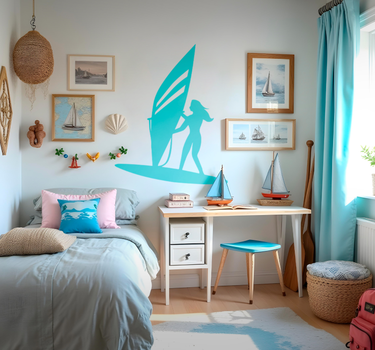 Naljepnica surfanje jedrilica djevojka - TenStickers