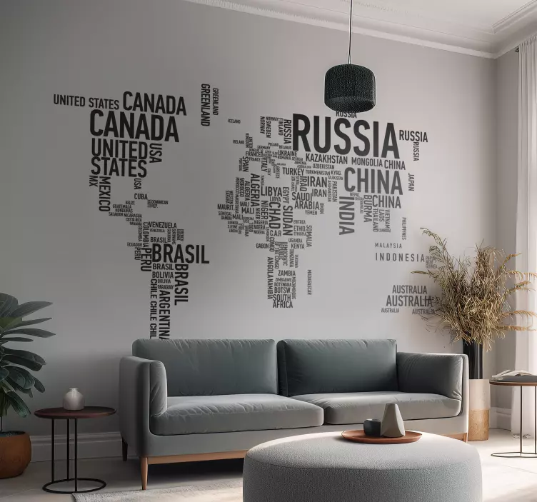 Naljepnica teksta svjetske mape - TenStickers