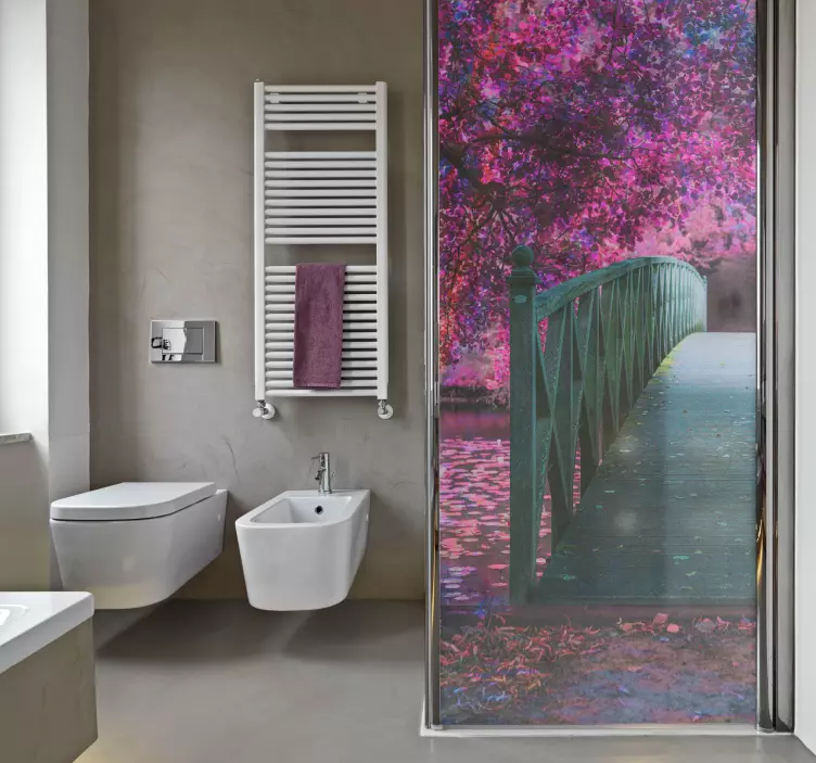 Naljepnice za tuš kabine pejzaž drvenog mosta - TenStickers