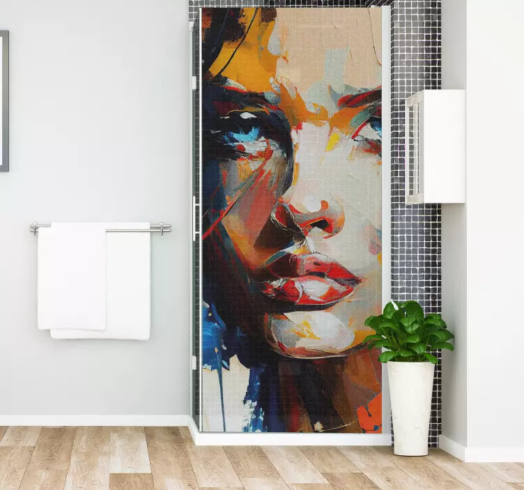 Naljepnice za tuš kabine šareno oslikavanje lica - TenStickers