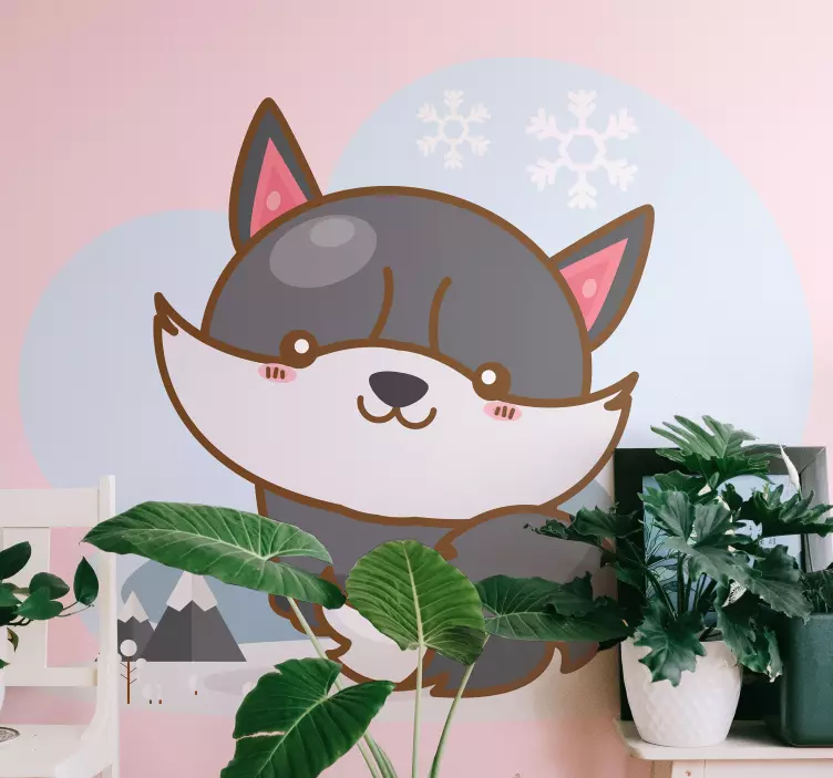 Vuk crtić visoki sivi vuk naljepnica divljih životinja - TenStickers