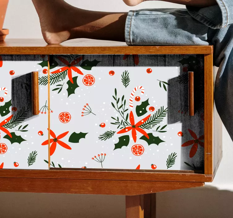 Božićna naljepnica s cvijećem i narančama - TenStickers