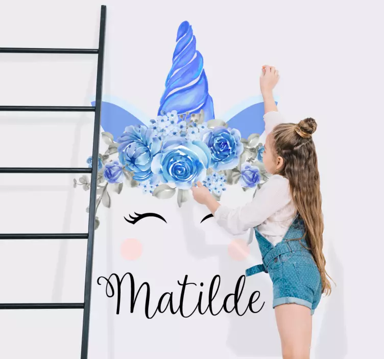 Naljepnica za djecu cvjetna tema jednoroga - TenStickers