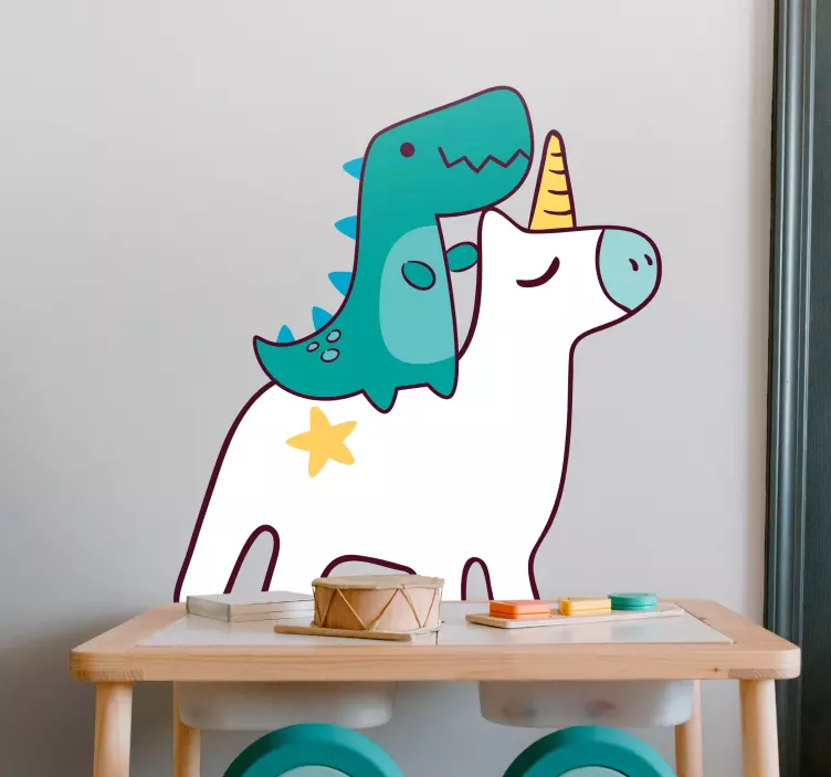Naljepnica za djecu dinosaur jaše jednoroga - TenStickers