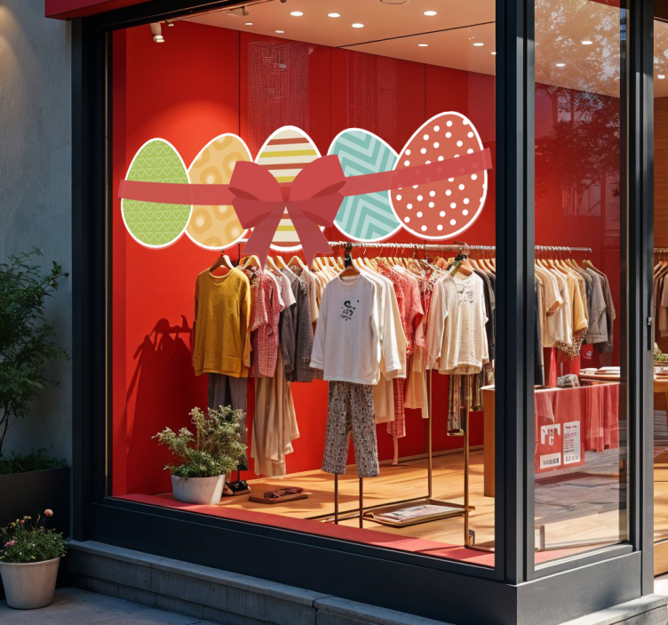 Naljepnica za izloge uskršnja jaja i vrpca - TenStickers