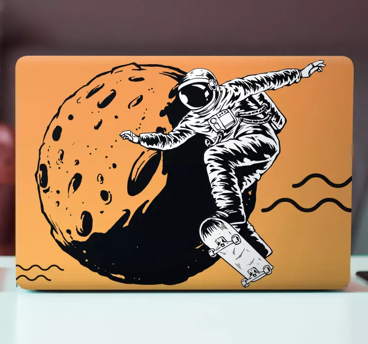 Naljepnica za laptop astronaut skateboarding mjesec - TenStickers