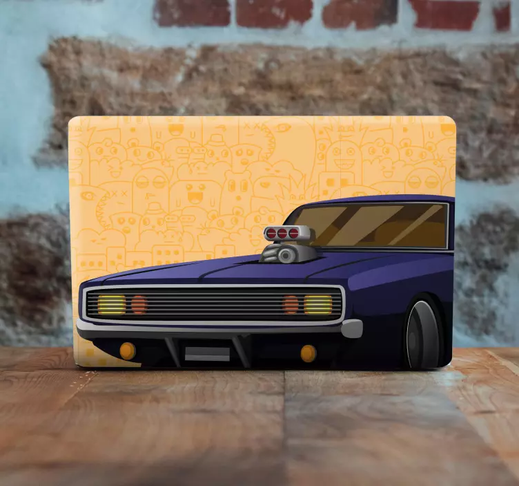 Naljepnica za laptop crtani muscle car - TenStickers