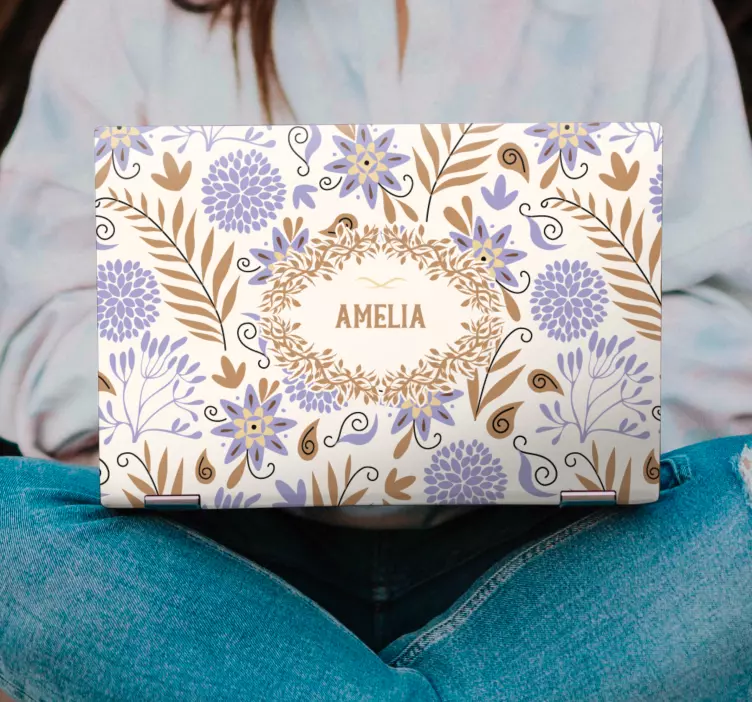 Naljepnica za laptop cvjetni personalizirani omot - TenStickers