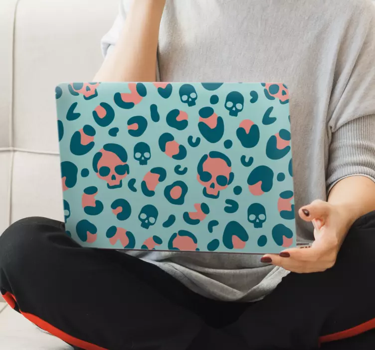 Naljepnica za laptop lubanja i leopard print - TenStickers