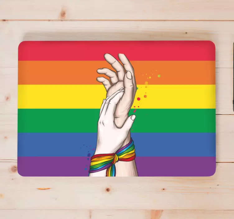 Naljepnica za laptop ruke isprepletene duga - TenStickers