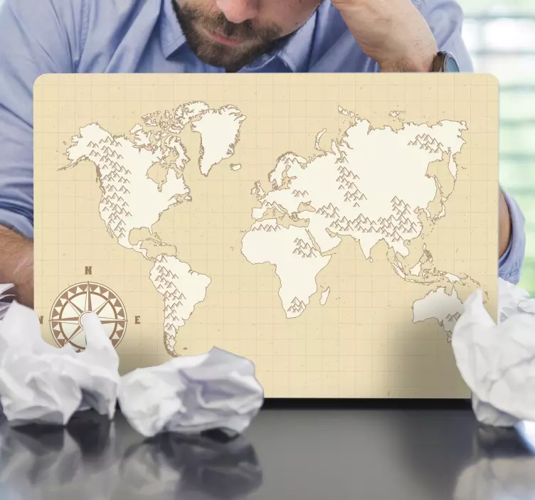 Naljepnica za laptop s kartom i kompasom - TenStickers