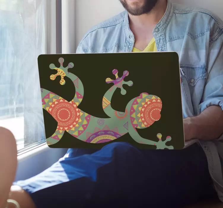 Naljepnice za laptop šarena umjetnost guštera - TenStickers