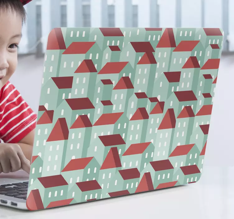 Naljepnica za laptop šareni uzorak kuće - TenStickers