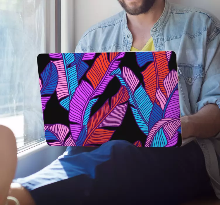 Naljepnica za laptop šareni uzorak lišća - TenStickers