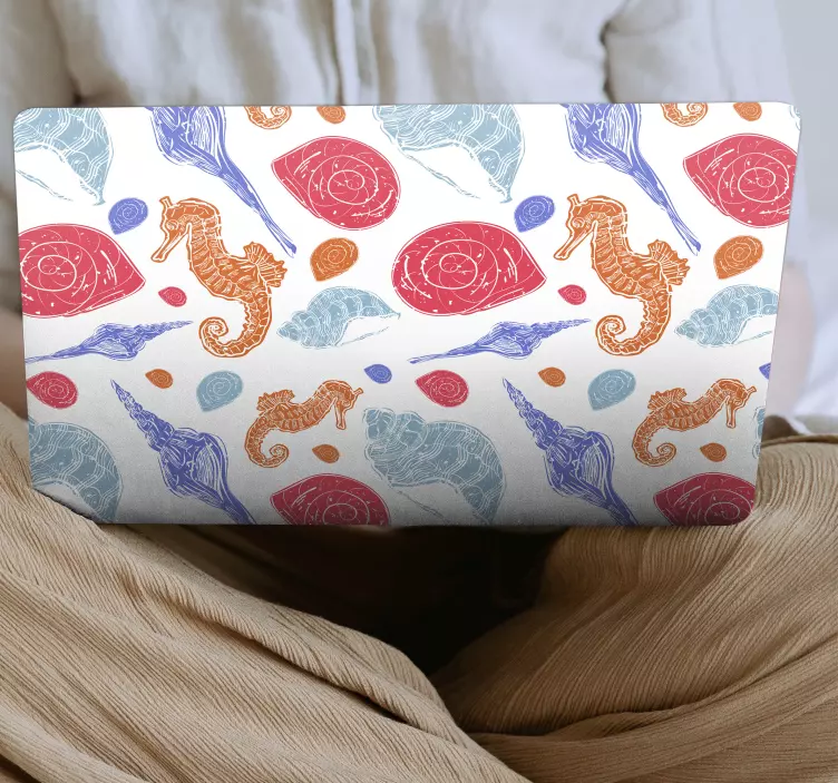 Naljepnica za laptop uzorke školjki seahorse - TenStickers