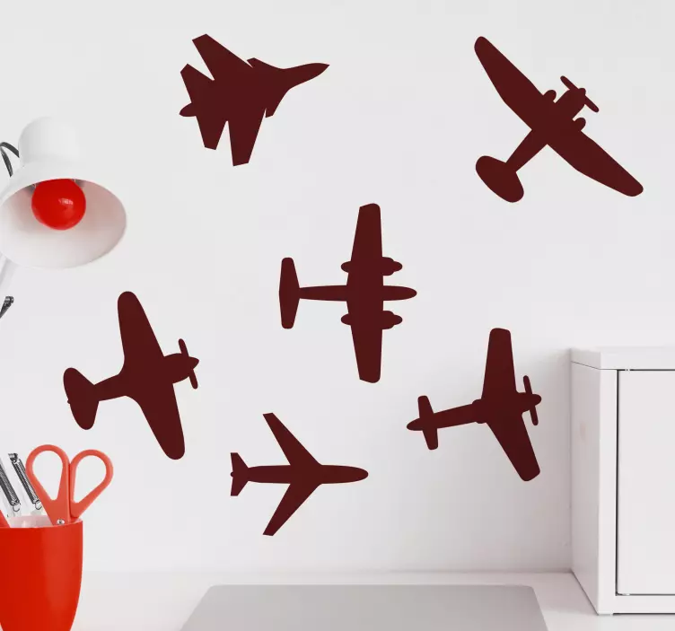 Naljepnica za motor siluete starinskih aviona - TenStickers