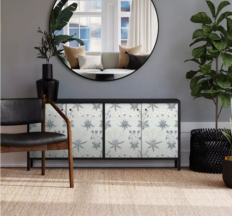 Naljepnice za namještaj pastelno plavi cvjetni uzorak - TenStickers