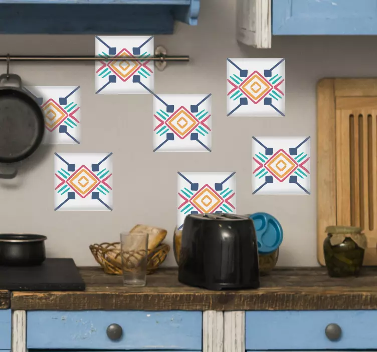 Naljepnica za pločice geometrijski šareni uzorak - TenStickers