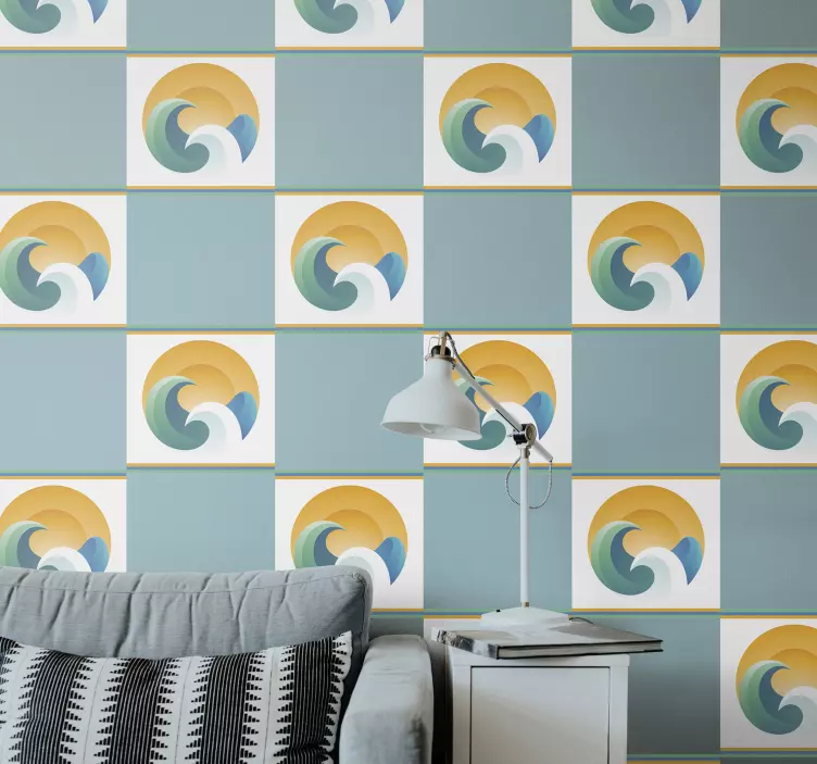 Naljepnica pločica sunce i valovi - TenStickers