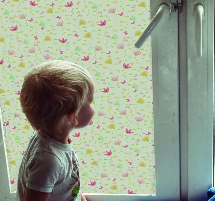 Naljepnica za prozore s cvijećem i leptirima - TenStickers