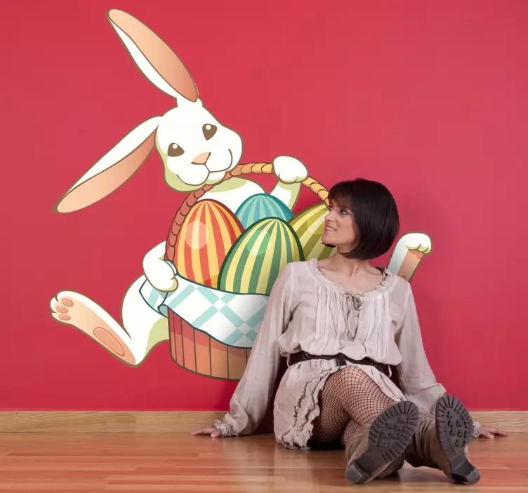 Naljepnica za uskrsni zeko jaja za zid - TenStickers